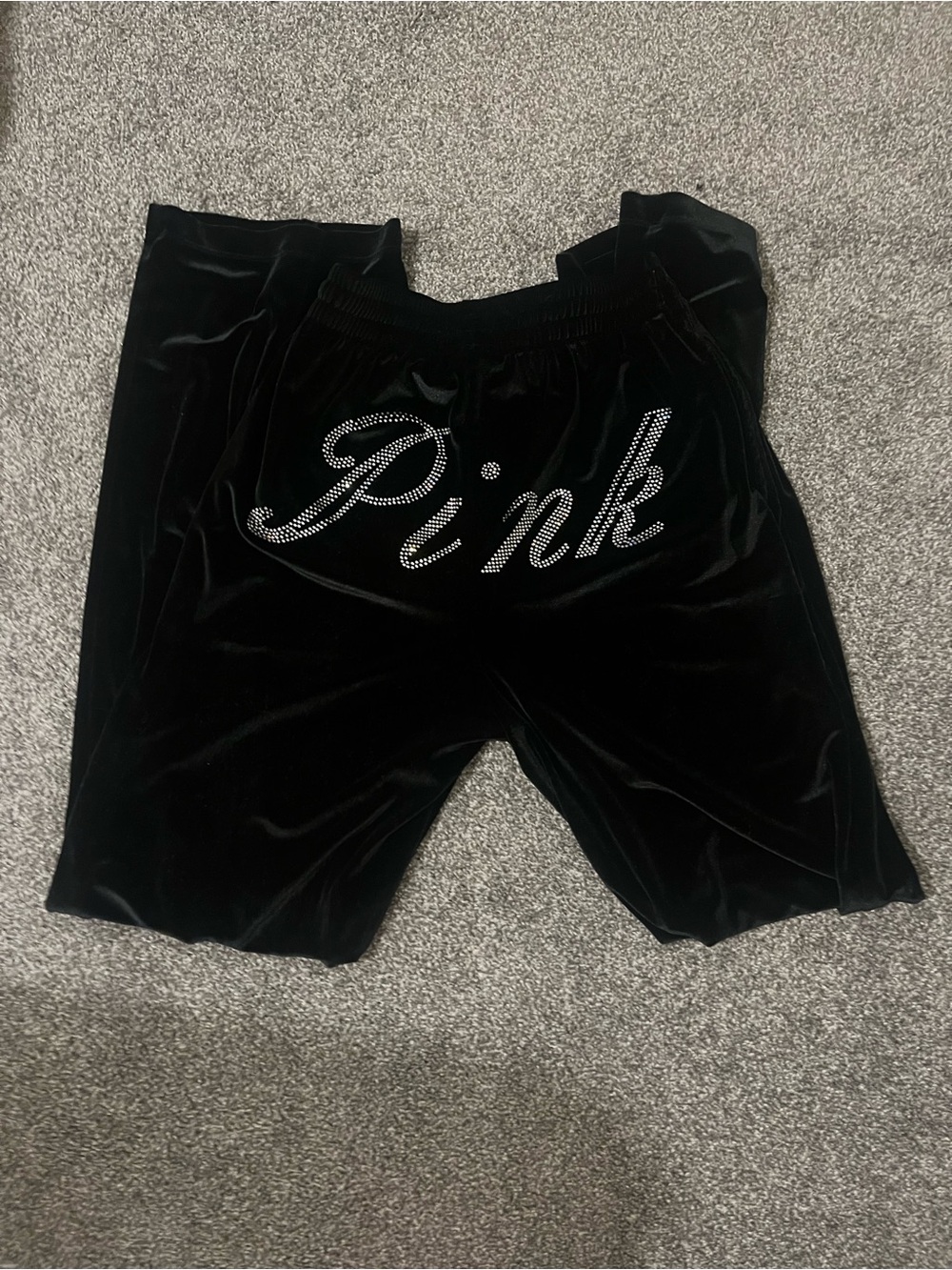 Y2K PINK Girls Black Velvet Logo Lounge Pants high rise